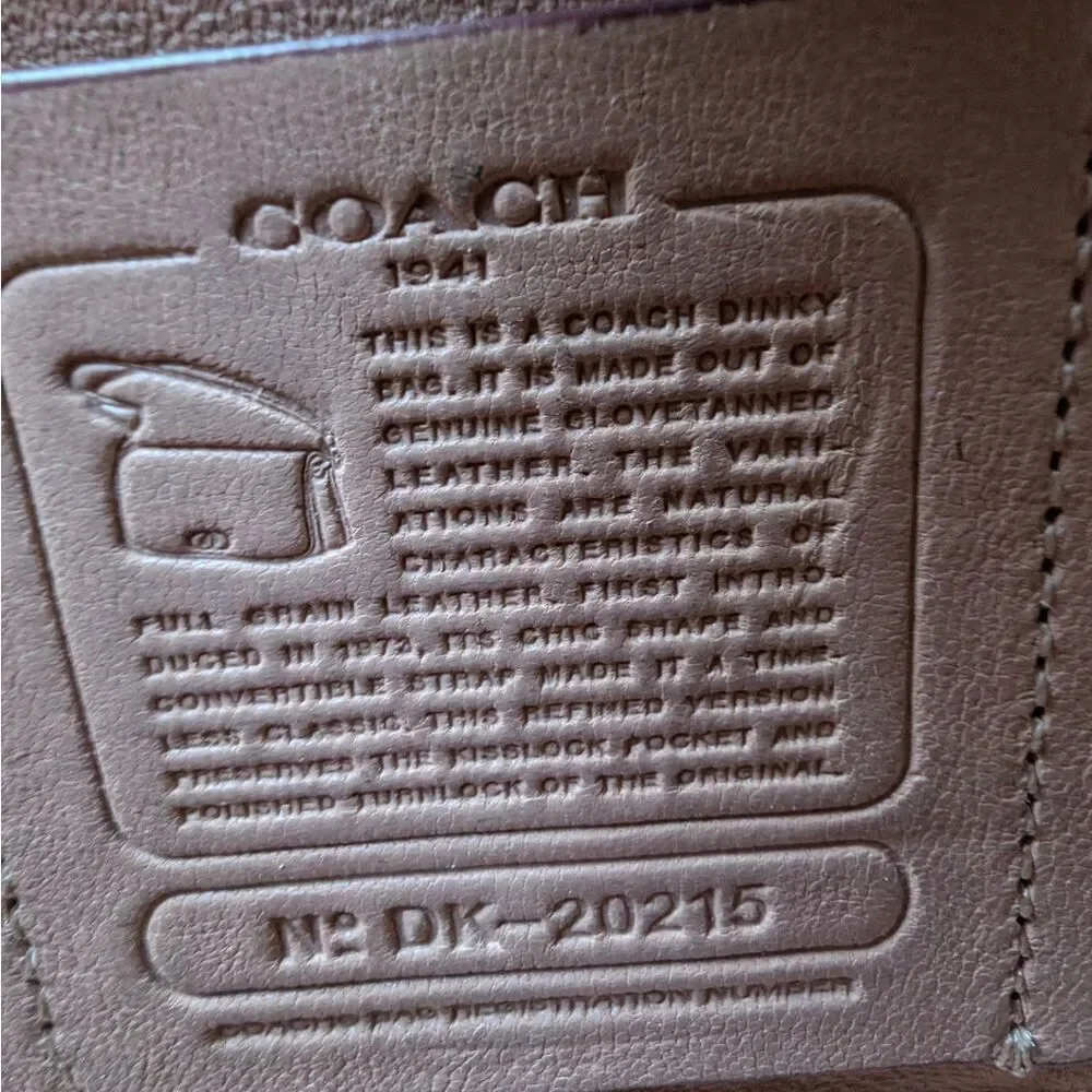 COACH Dinky Genuine Bag In Chalk Crossbody/Clutch With Extra Chain Strap